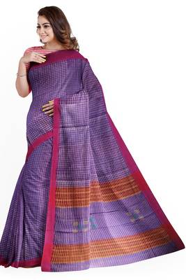 purple woven cotton saree with blouse 2