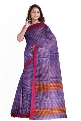 purple woven cotton saree with blouse 3