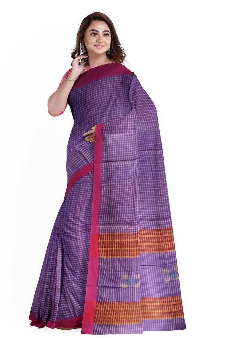 purple woven cotton saree with blouse