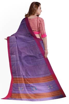 purple woven cotton saree with blouse 4