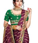 Purple embroidered poly silk saree with blouse