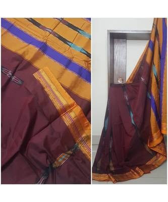 Pochampalli ilkal cotton blended saree with running blouse 1