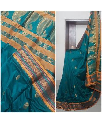 Traditional south cotton saree with running blouse 2