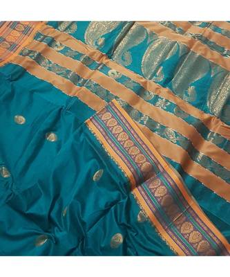 Traditional south cotton saree with running blouse 3