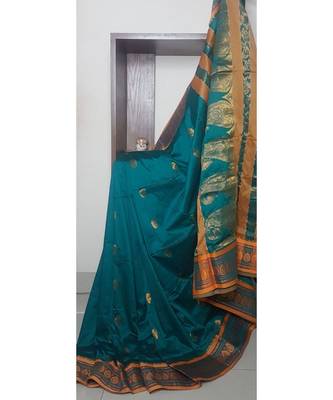 Traditional south cotton saree with running blouse 1