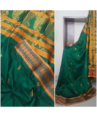 Traditional south cotton saree with running blouse 2