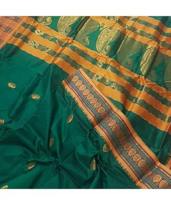 Traditional south cotton saree with running blouse 3