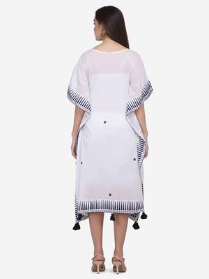 white cotton printed semi stitched   Kaftan 2