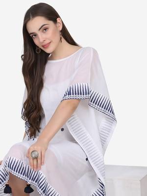 white cotton printed semi stitched   Kaftan 5