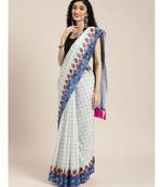 multicolor  linen printed saree with blouse