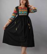 Black printed rayon ethnic-kurtis