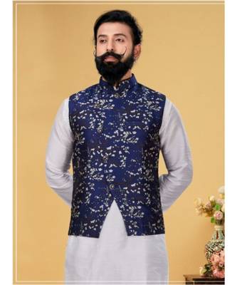 multicolor silk plain stitched   kurta & pyjama with  coat 2