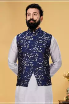 multicolor silk plain stitched   kurta & pyjama with  coat