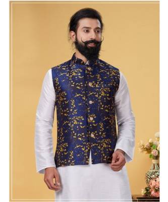 multicolor silk plain stitched   kurta & pyjama with  coat 2