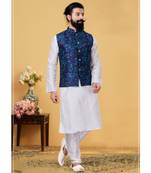 multicolor silk plain stitched   kurta & pyjama with  coat