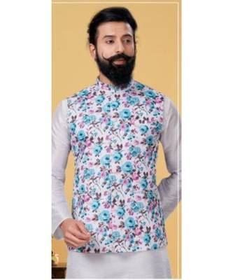 multicolor silk plain stitched   kurta & pyjama with  coat 2