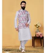 multicolor silk plain stitched   kurta & pyjama with  coat