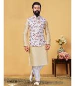 multicolor silk plain stitched   kurta & pyjama with  coat
