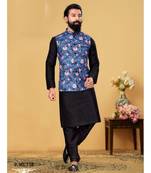 multicolor silk plain stitched   kurta & pyjama with  coat