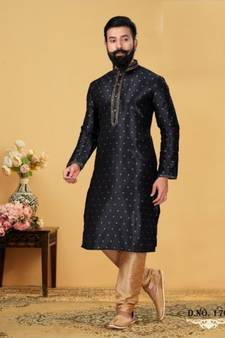 multicolor silk plain stitched kurta with pyjama with stole