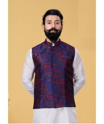 multicolor silk Printed stitched   Waist Coat 1