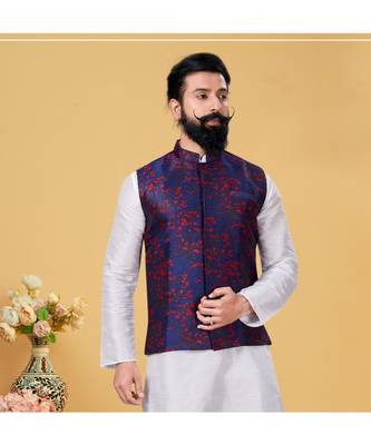 multicolor silk Printed stitched   Waist Coat 2