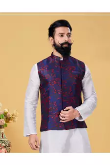 multicolor silk Printed stitched   Waist Coat