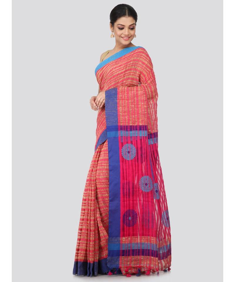 multicolor cotton silk hand woven   saree