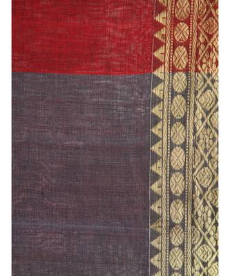 Grey khadi hand woven   saree 4