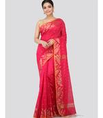 Pink cotton silk hand woven   saree