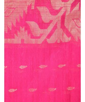 Pink cotton silk hand woven   saree 4