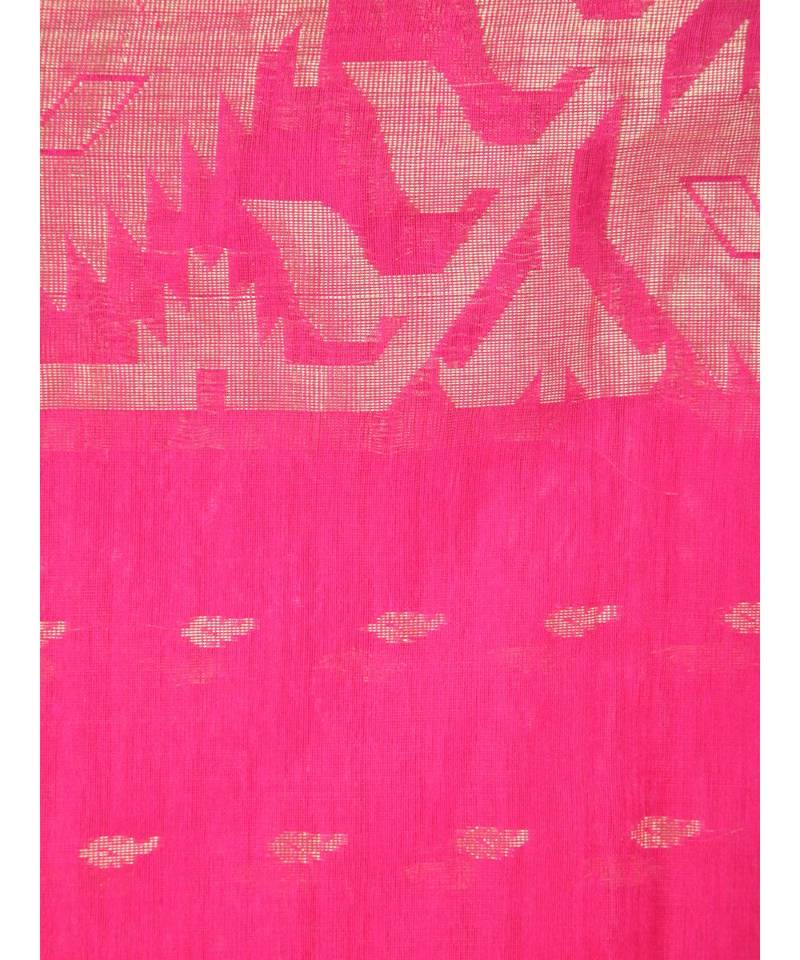 Pink cotton silk hand woven   saree