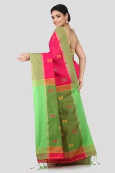 Pink cotton silk hand woven   saree