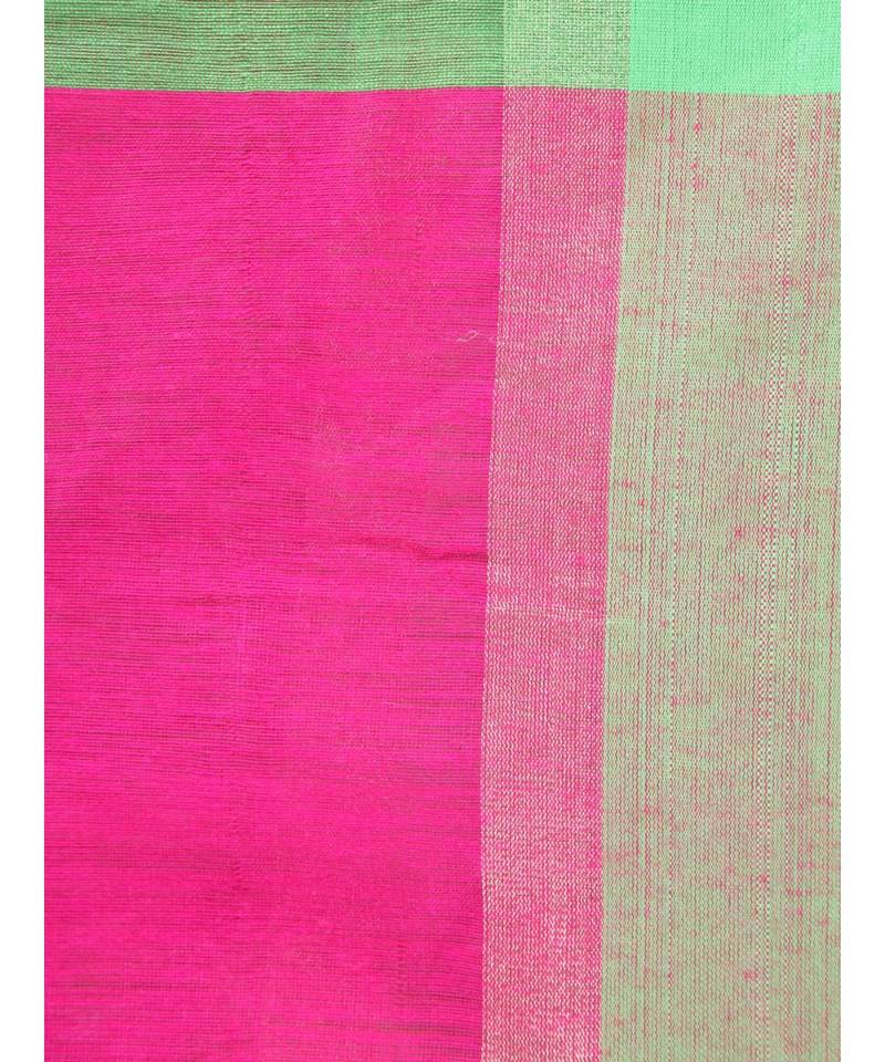 Pink cotton silk hand woven   saree