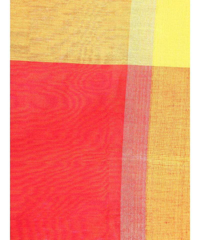 Red cotton silk hand woven   saree