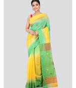 yellow cotton silk hand woven   saree