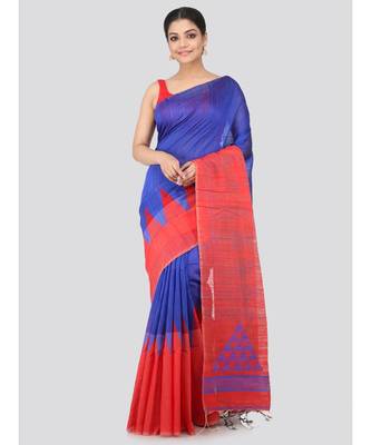 Blue matka silk hand woven   saree 1