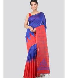 Blue matka silk hand woven   saree