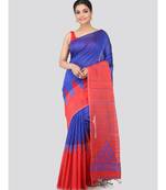 Blue matka silk hand woven   saree
