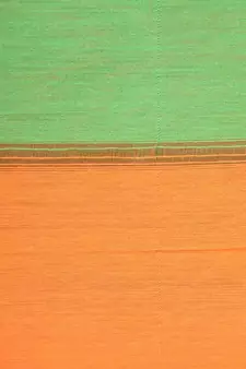Orange cotton silk hand woven   saree