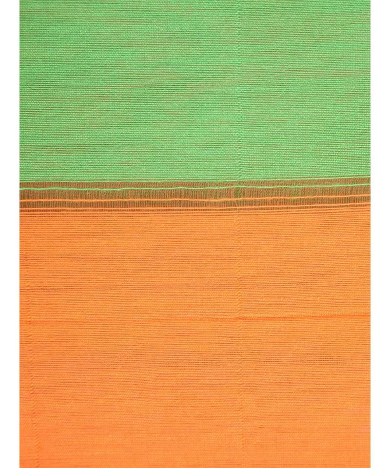 Orange cotton silk hand woven   saree
