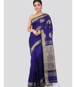 Blue cotton silk hand woven   saree
