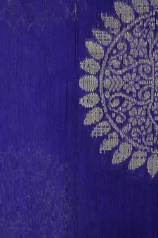 Blue cotton silk hand woven   saree