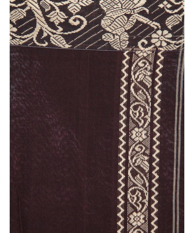 Brown cotton hand woven   saree