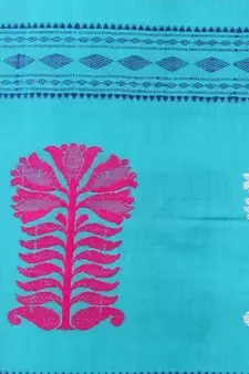 Blue cotton hand woven   saree