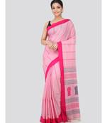 Pink cotton hand woven   saree