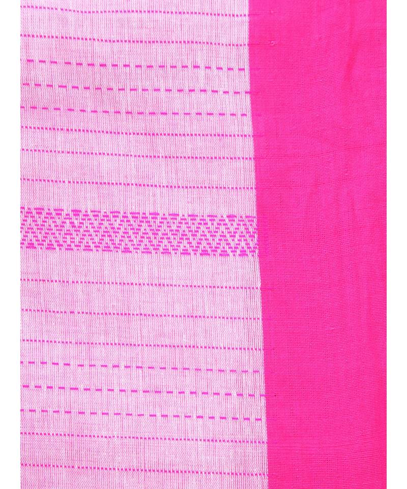 Pink cotton hand woven   saree