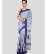 Grey cotton hand woven   saree
