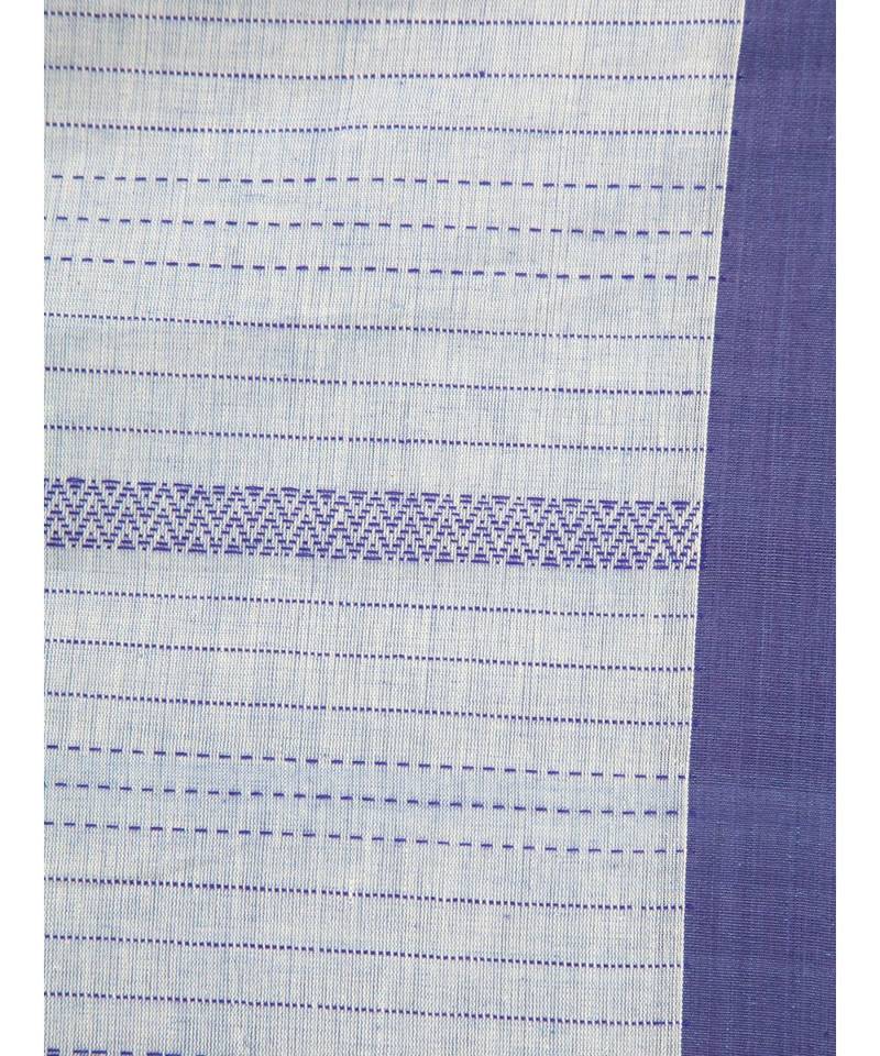 Grey cotton hand woven   saree