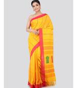 Yellow Cotton Hand Woven Bengal Handloom Saree